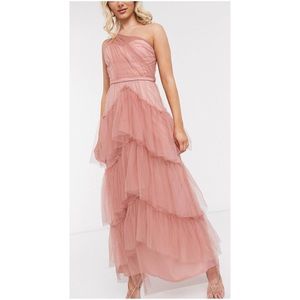 Little Mistress Tiered One Shoulder Maxi Dress